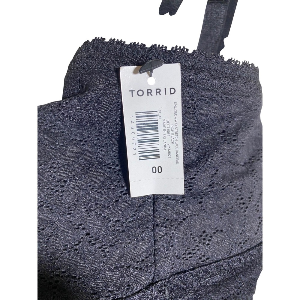 Torrid Womens Unlined 4-Way Stretch Lace Bandeau Bralette Black‎ Size 00 NEW - Picture 4 of 7